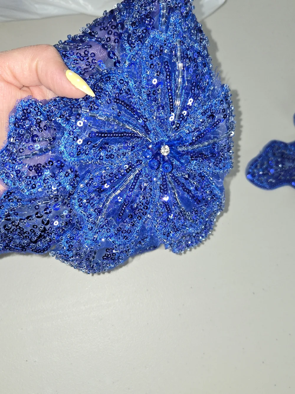 Blue Sequin Floral Home Accent | Decorative Applique (6 Pieces)